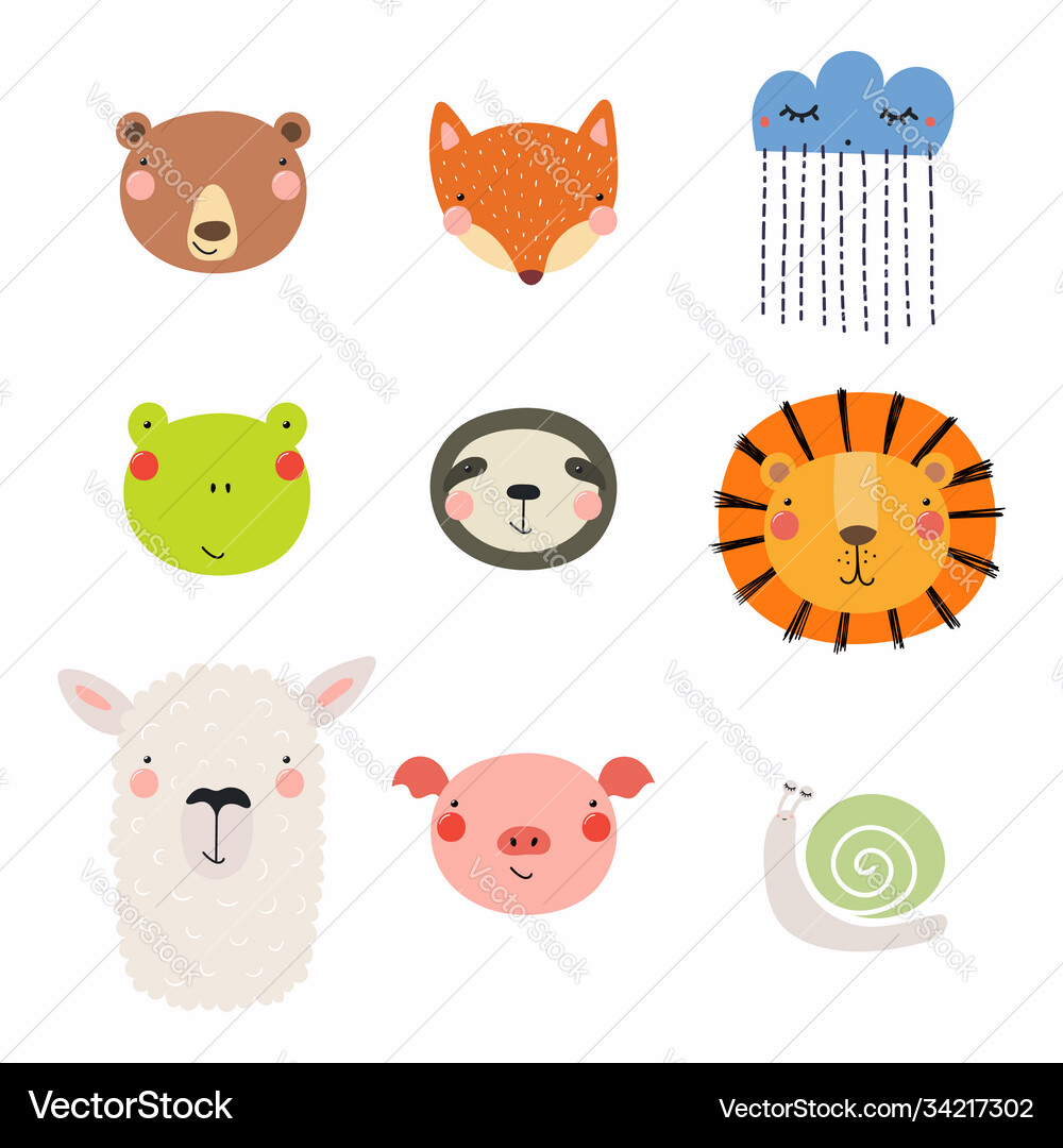 Cute animals set Royalty Free Vector Image - VectorStock