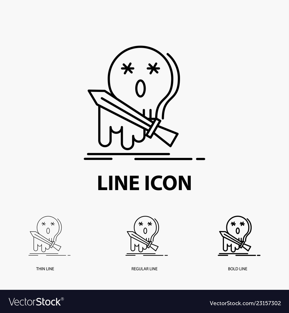 Death frag game kill sword icon in thin regular vector image Death frag game kill sword icon in thin regular