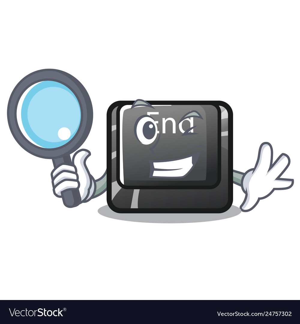 Detective button end in shape character vector image Detective button end in shape character