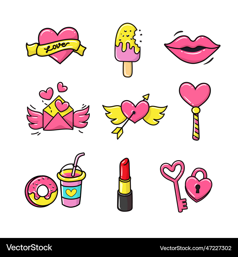 Doodles cute valentines elements Royalty Free Vector Image
