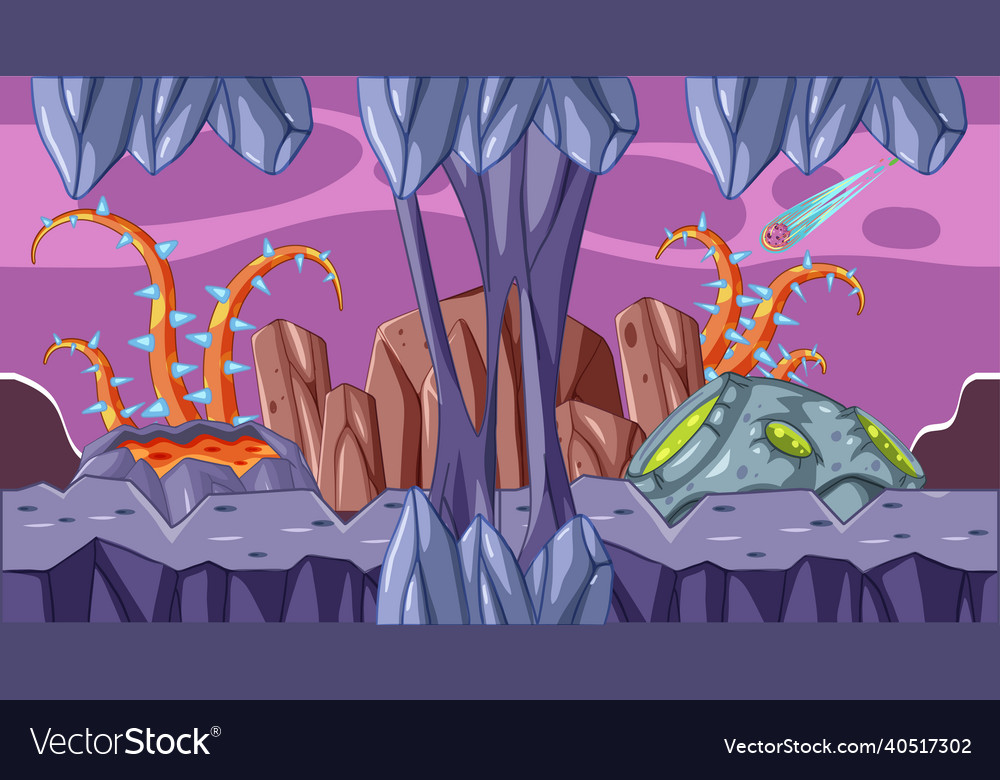 Fantasy outer space scene in cartoon style