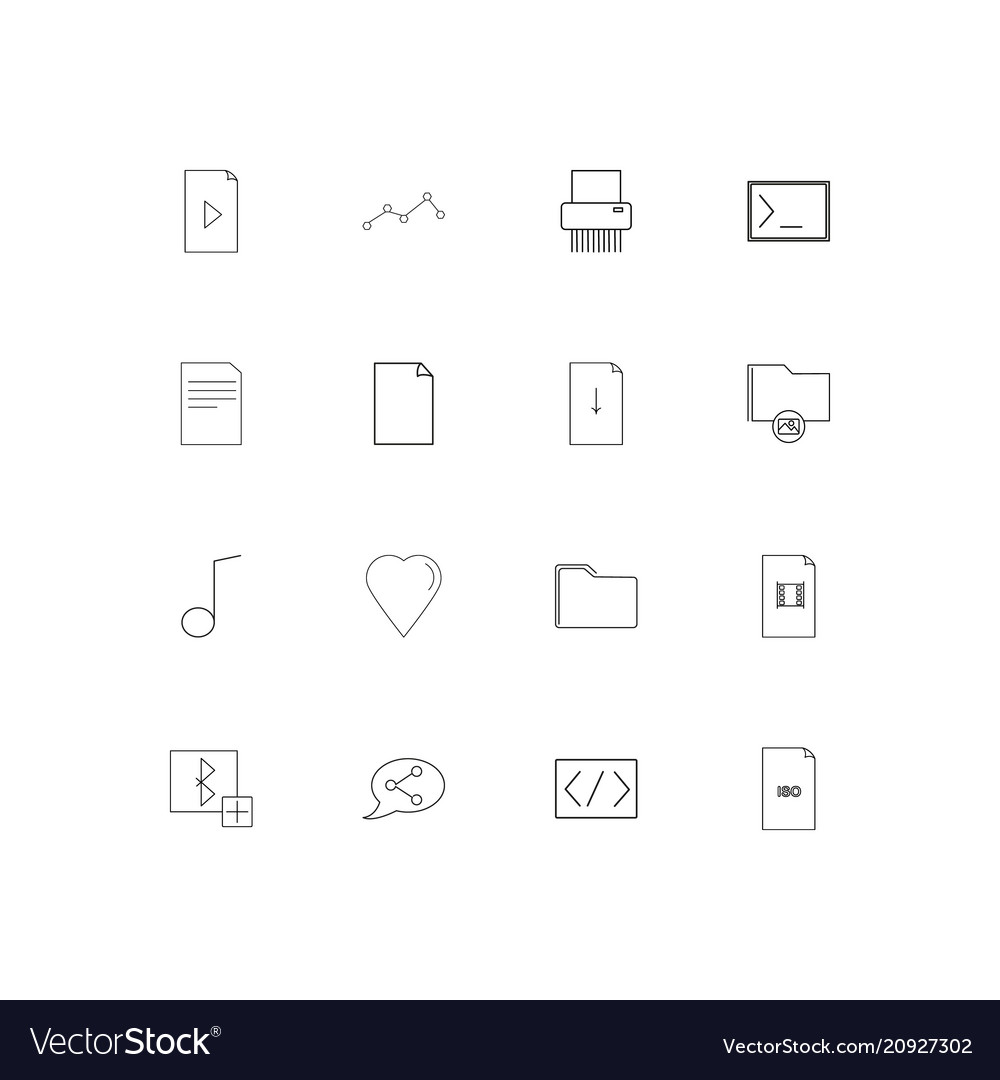 Files and folders sign linear thin icons set
