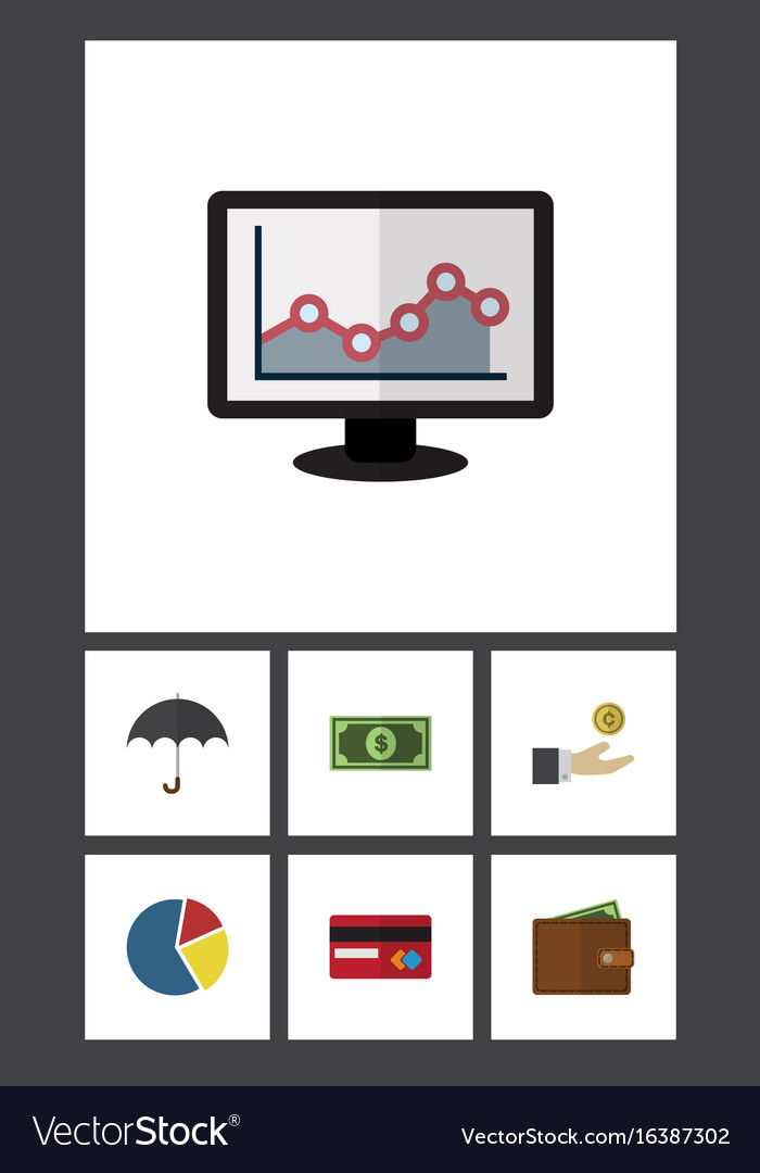Flat icon incoming set of graph chart billfold