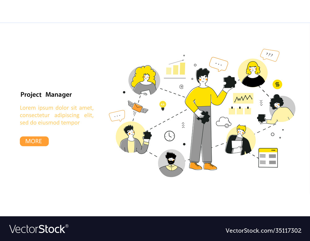 Infographic project manager for web design flat