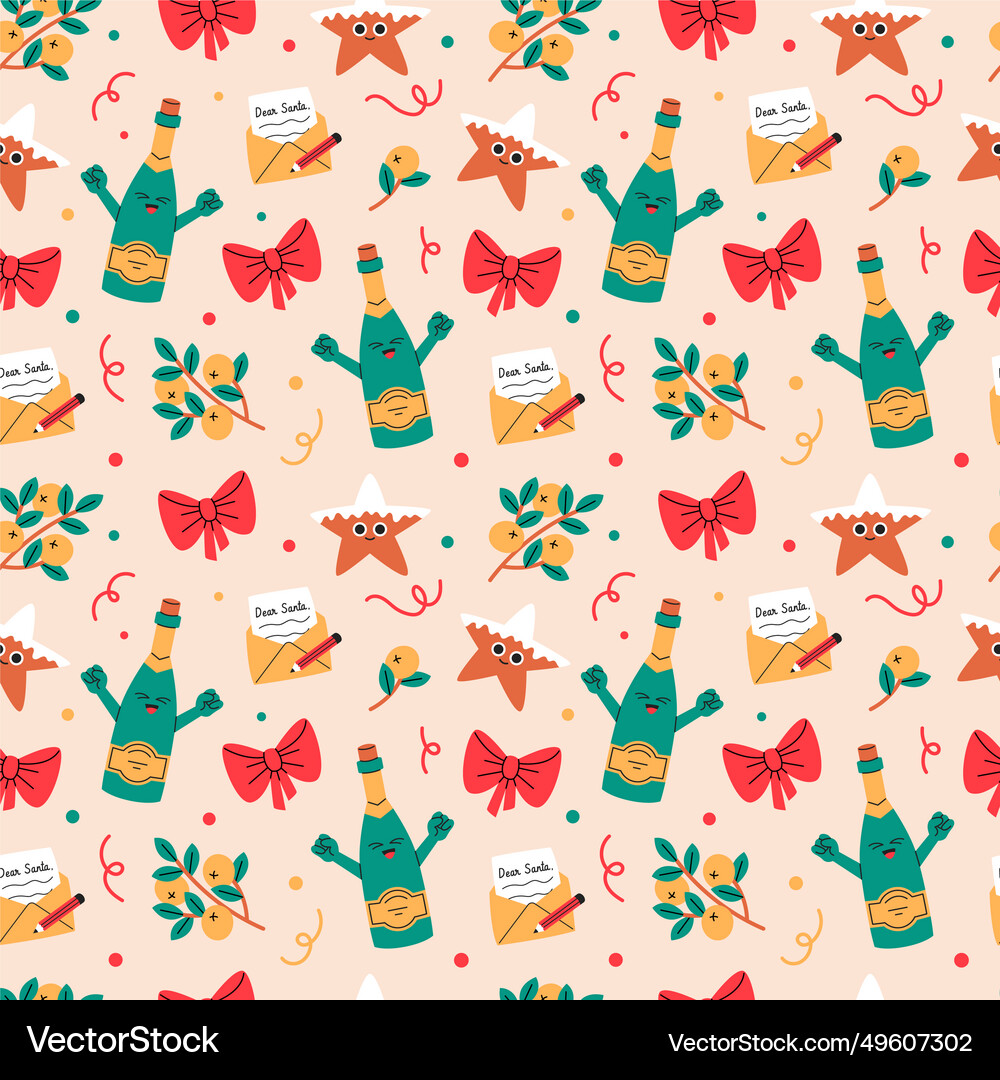Merry christmas seamless pattern Royalty Free Vector Image