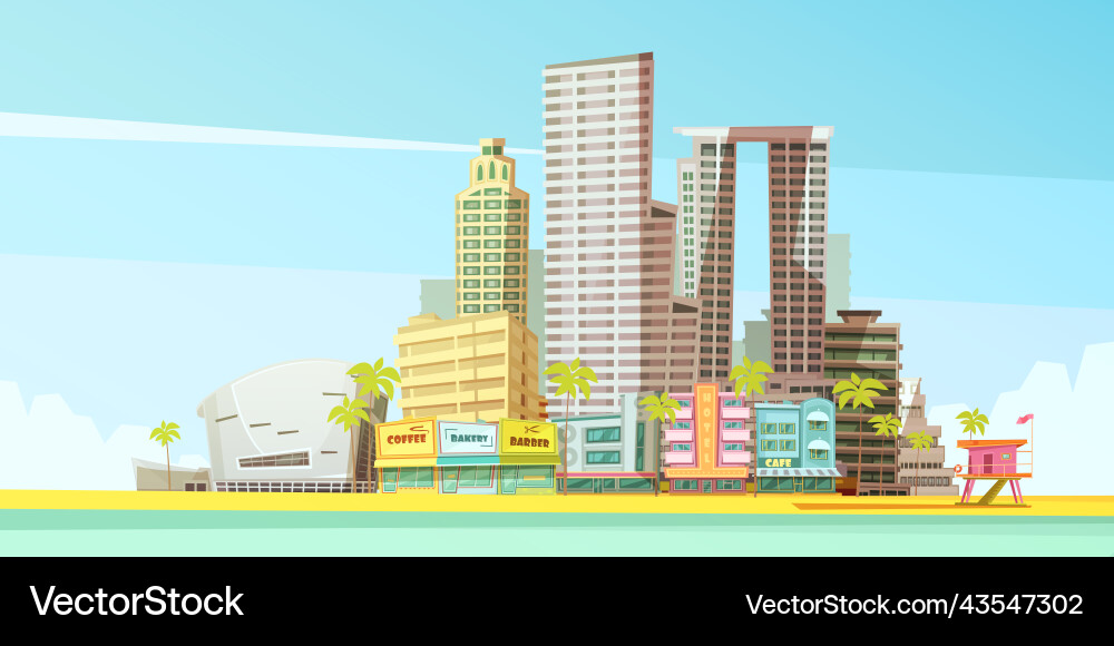 Miami skyline design concept Royalty Free Vector Image