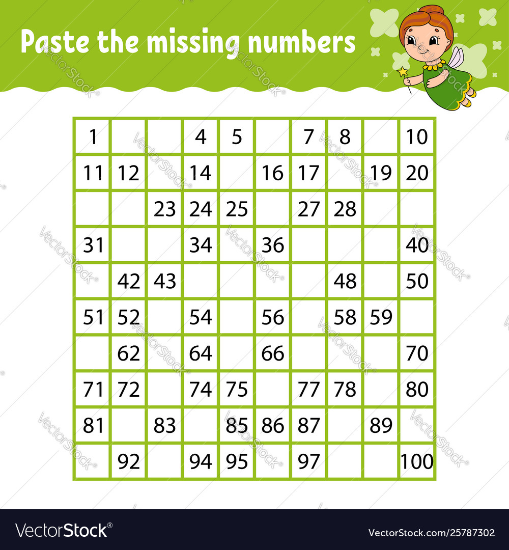 Paste missing numbers handwriting practice