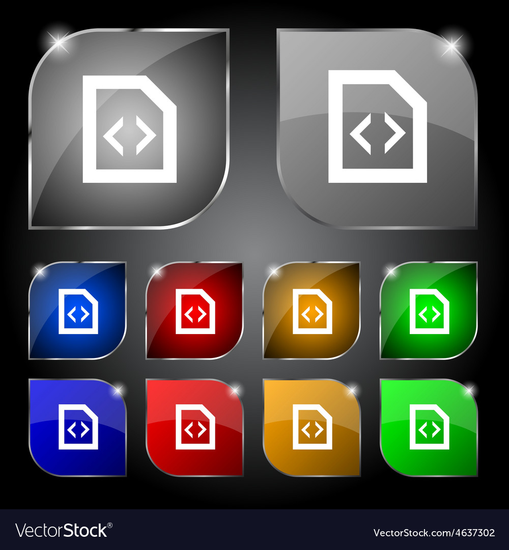 Programming code icon sign set of ten colorful