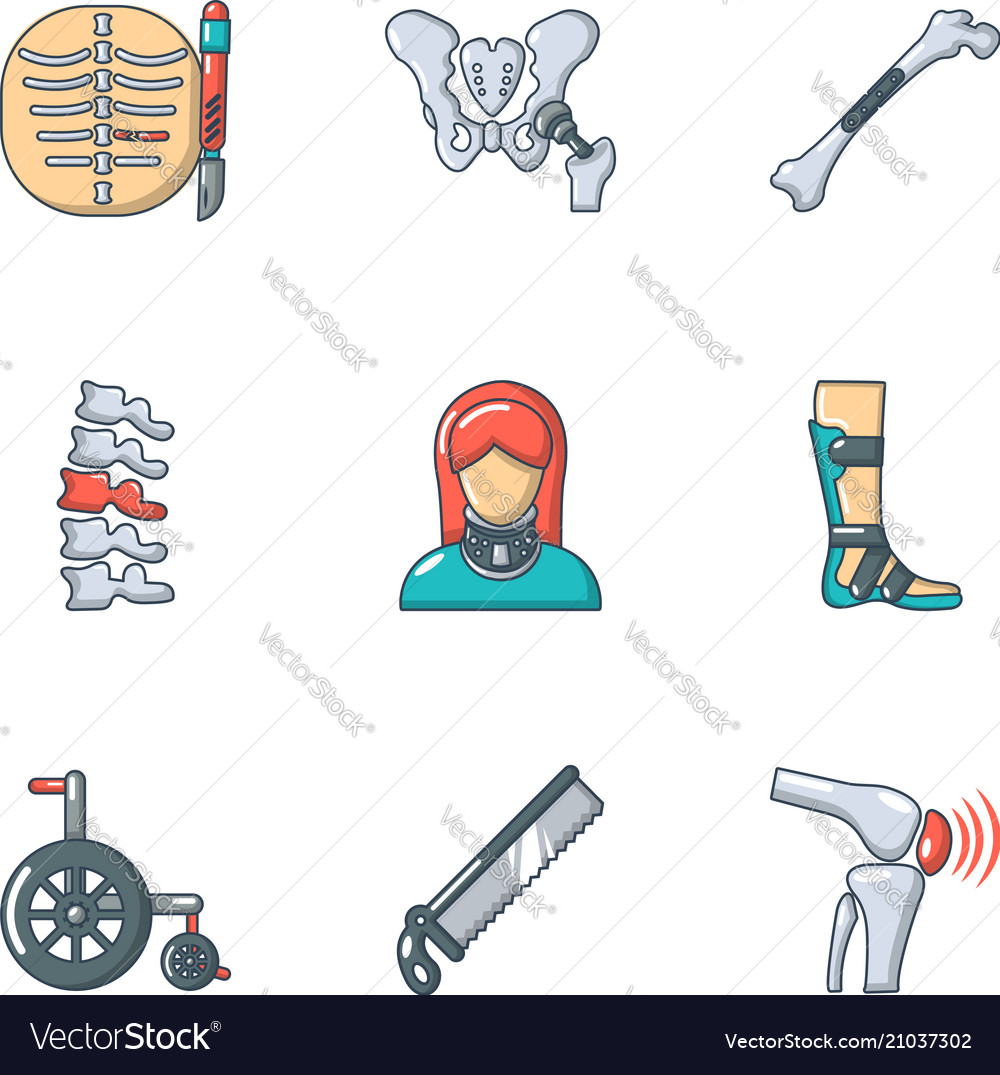 Prosthesis icons set cartoon style Royalty Free Vector Image