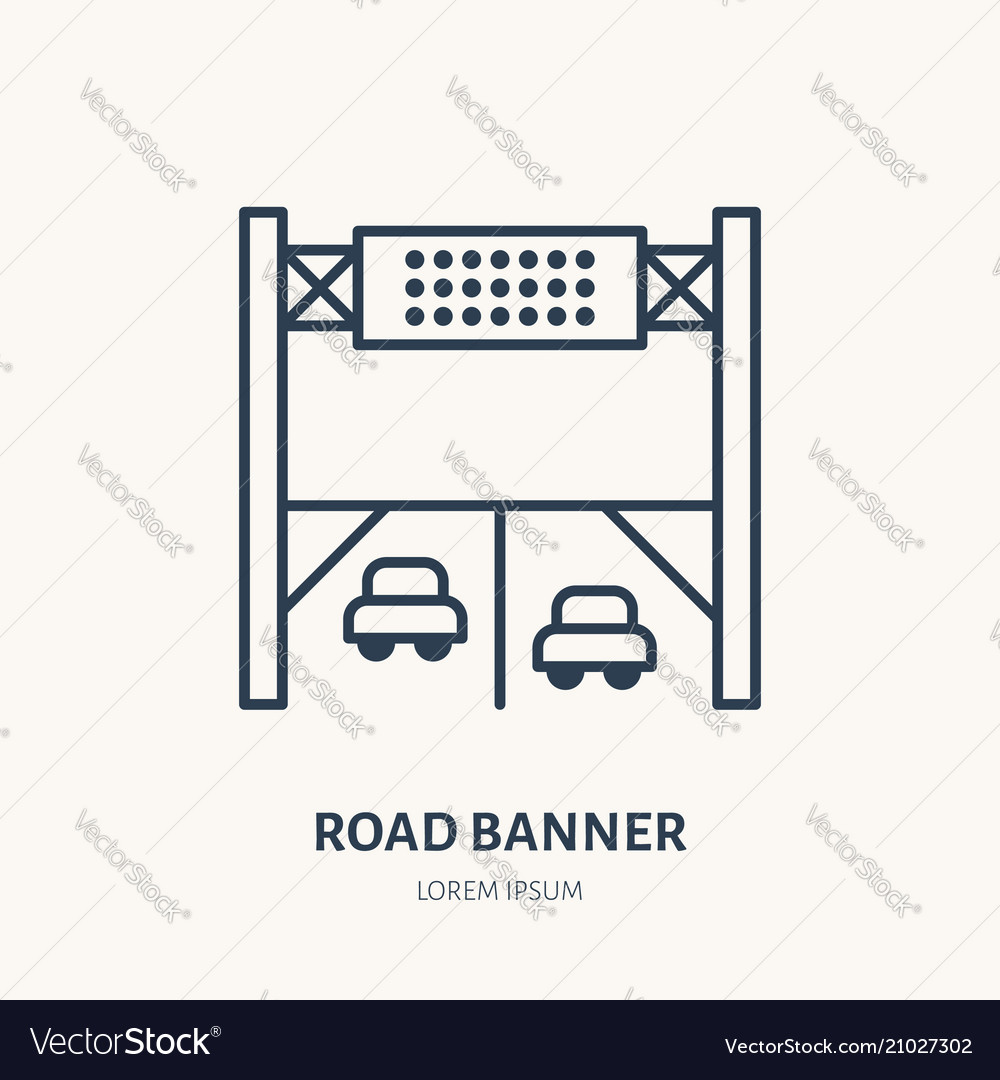 Road banner flat line icon outdoor advertising