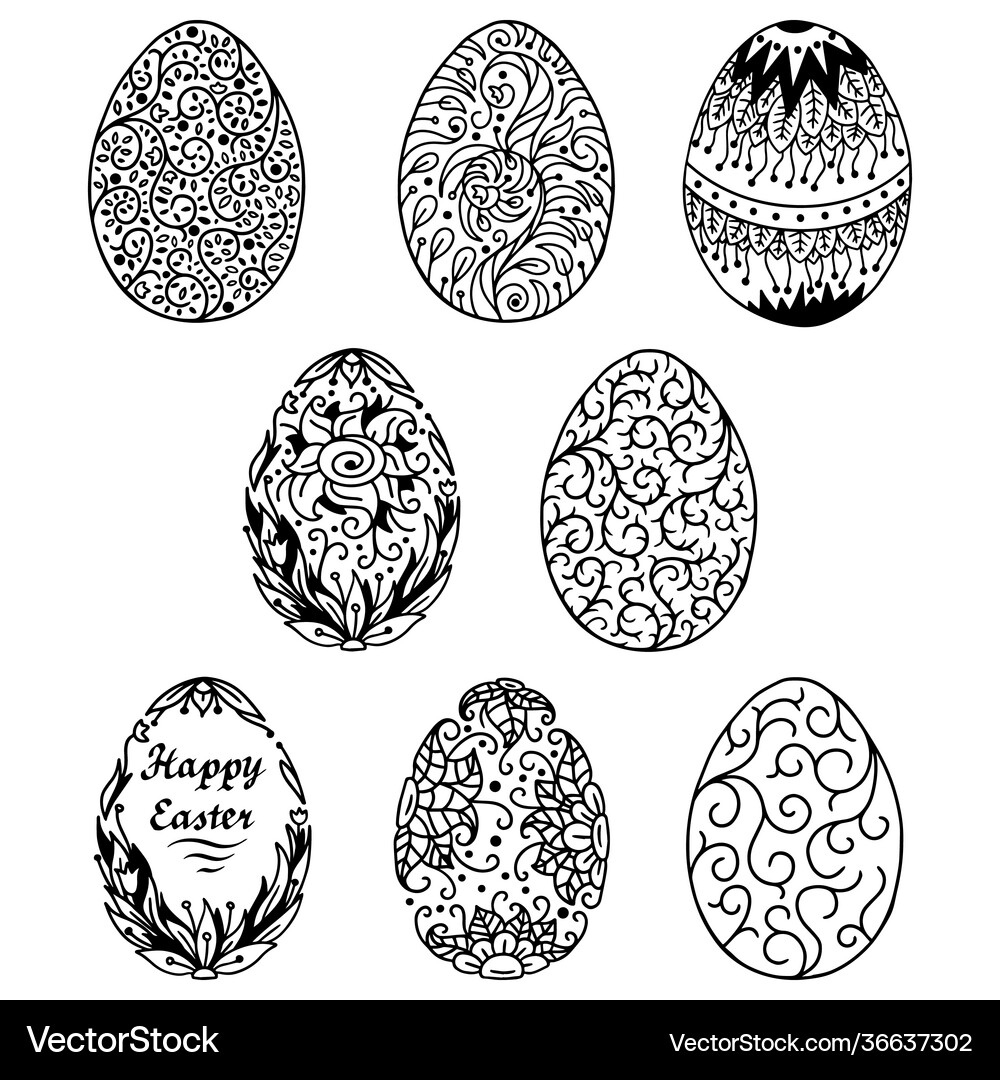 Set easter eggs painted Royalty Free Vector Image