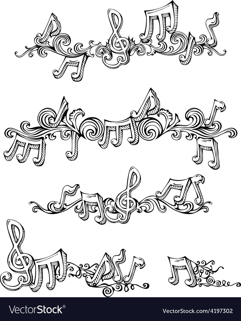 Set Of Retro Music Page Decorations Royalty Free Vector