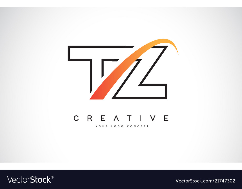 Tz t z swoosh letter logo design with modern Vector Image