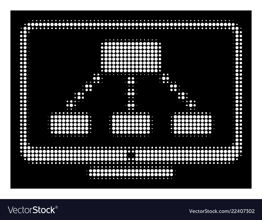 White halftone hierarchy monitor icon