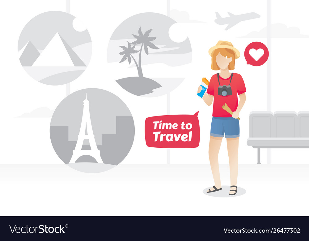 Young woman at airport vector image Young woman at airport