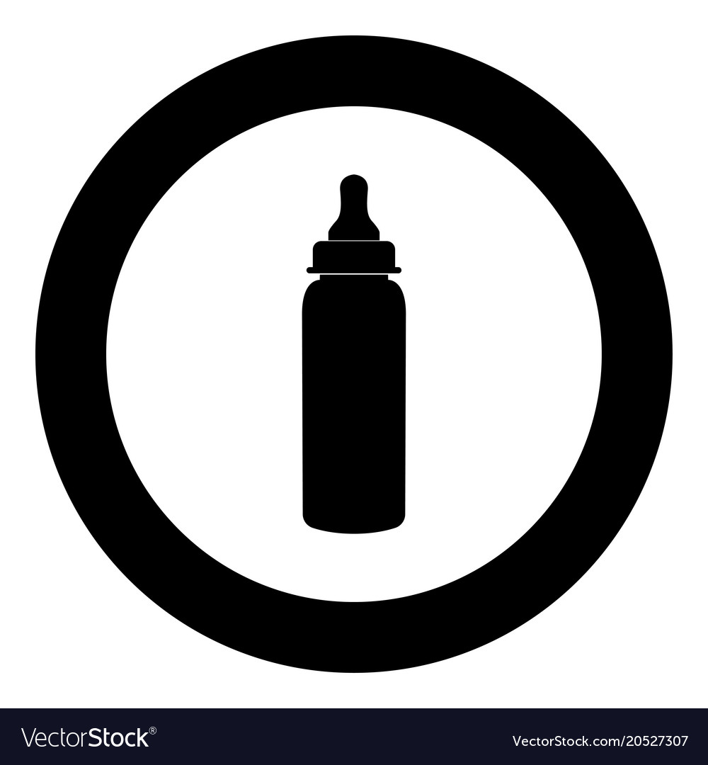 Baby bottle symbol black icon in circle isolated Vector Image