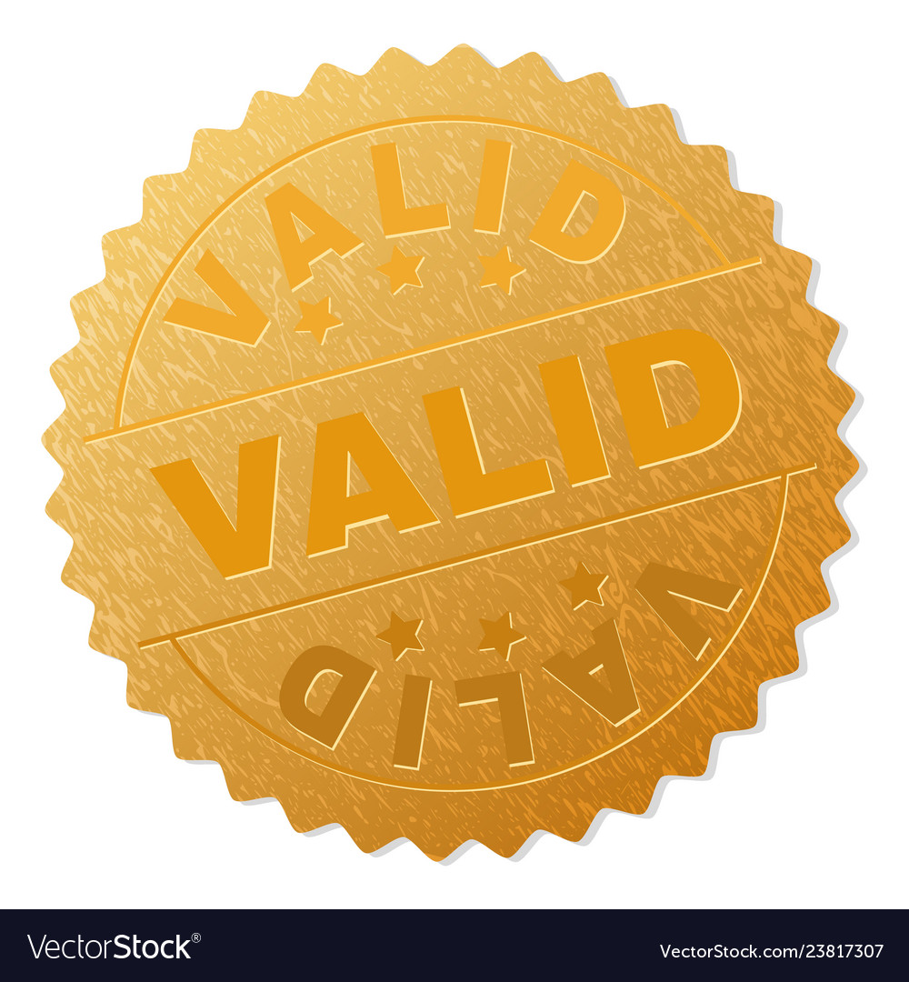 Golden valid badge stamp Royalty Free Vector Image