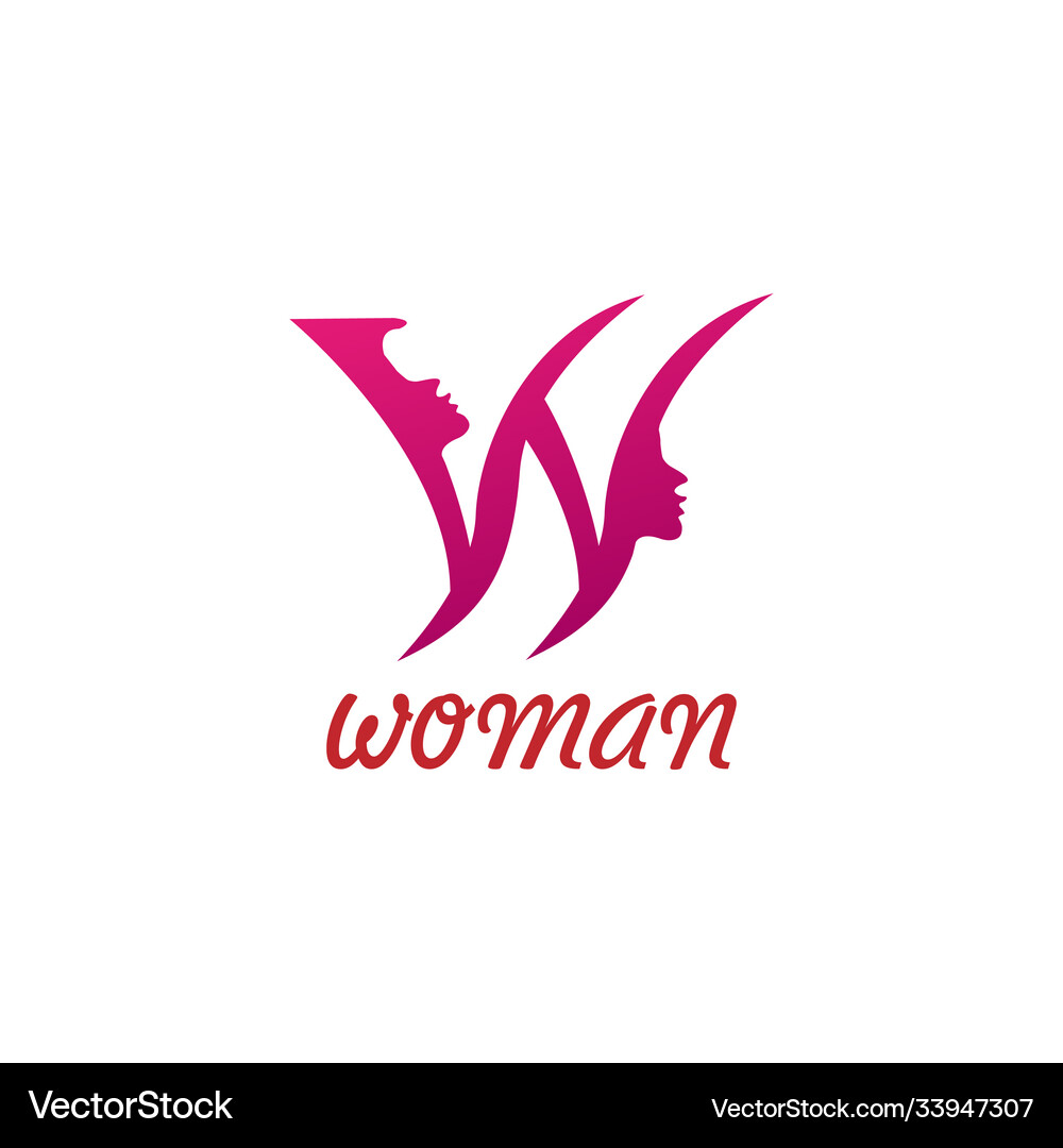 Initials w female beauty logo concept Royalty Free Vector