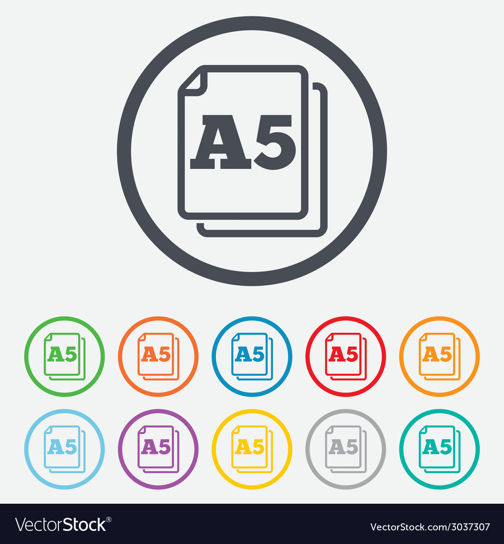 Paper size a5 standard icon document symbol Vector Image