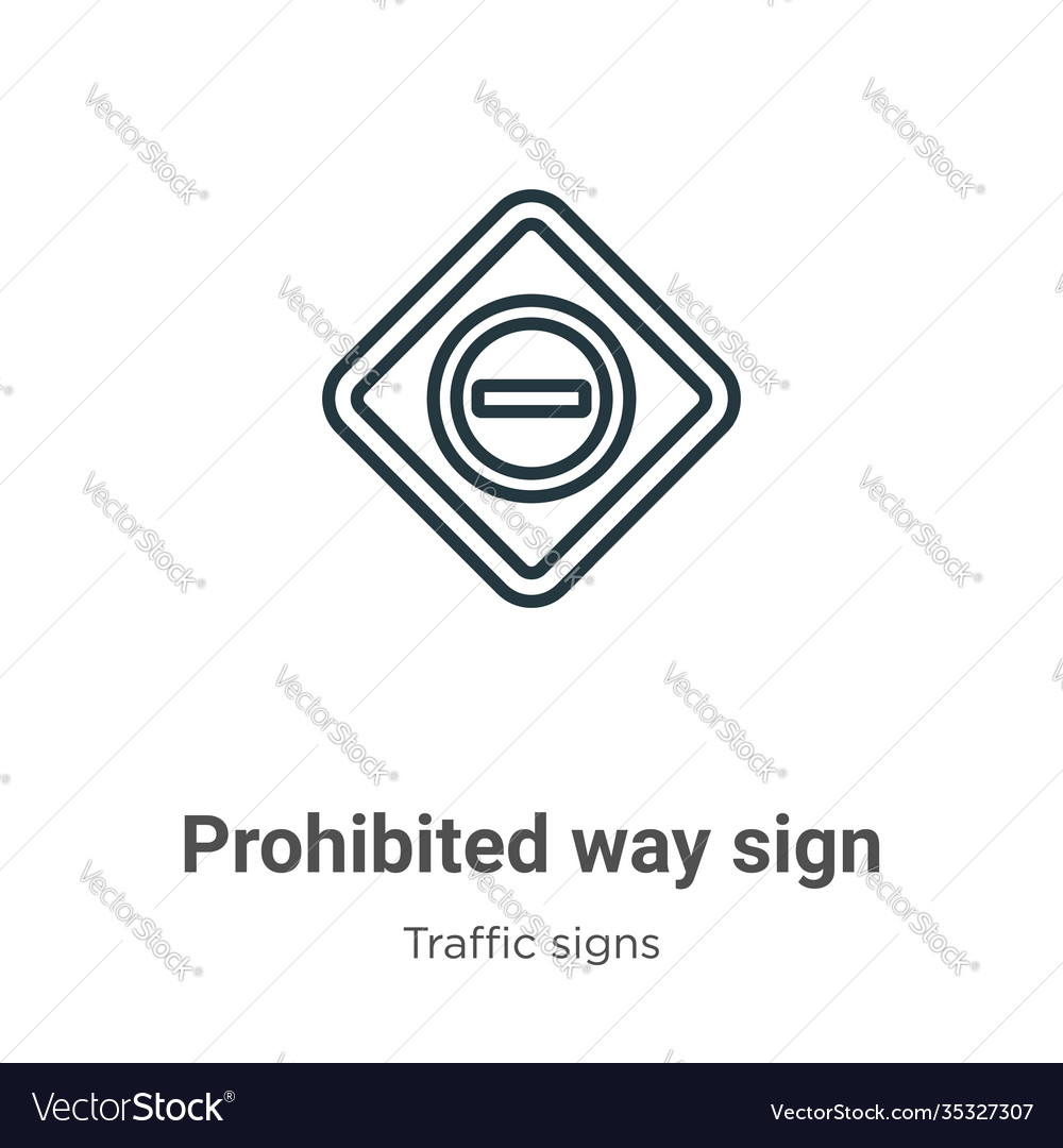 Prohibited Weg Schild Kontur Symbol dünne Linie schwarz