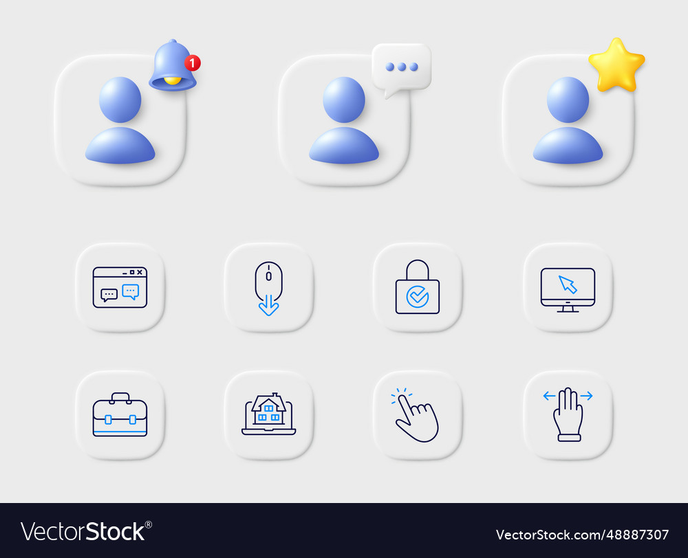 Scroll down browser window and internet line vector image Scroll down browser window and internet line