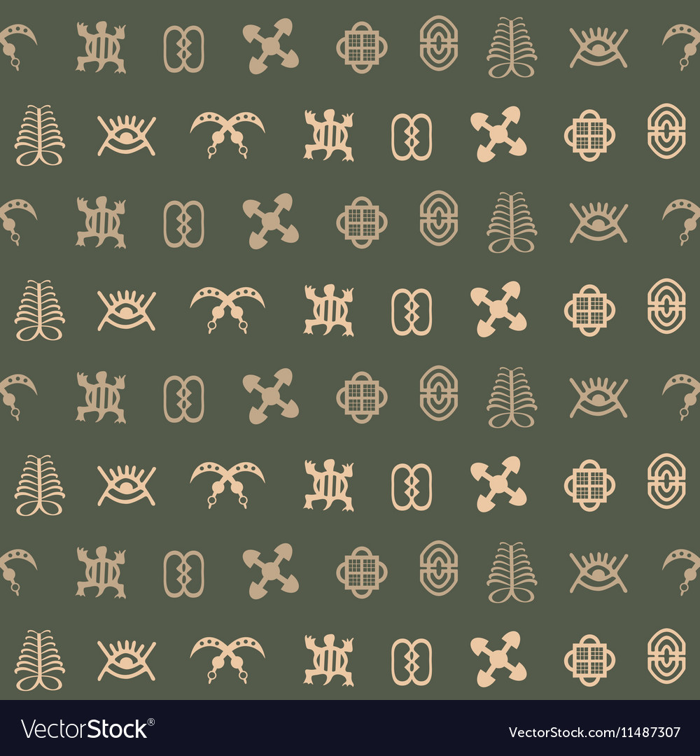 Seamless pattern with adinkra symbols