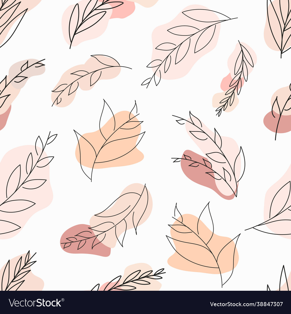 Seamless pattern with leaves and beige spot vector image Seamless pattern with leaves and beige spot