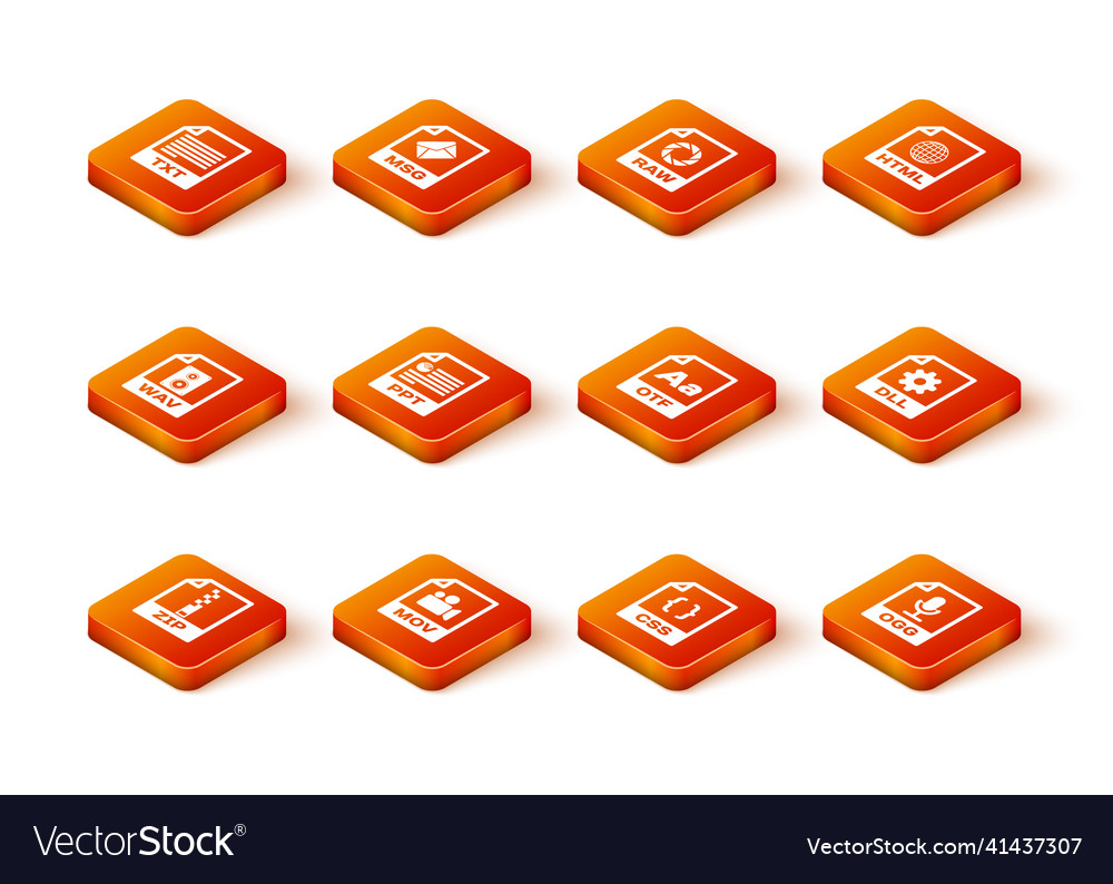 Set zip file document mov wav ppt css and otf vector image Set zip file document mov wav ppt css and otf