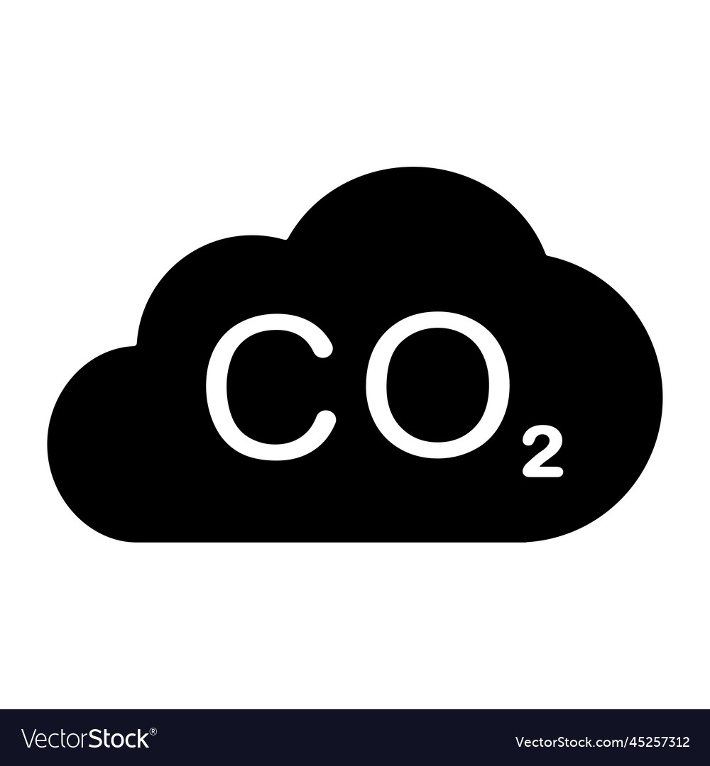 Carbon dioxide emissions icon in flat co2 symbol