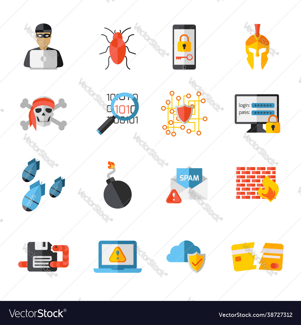 Hacking elements icon set