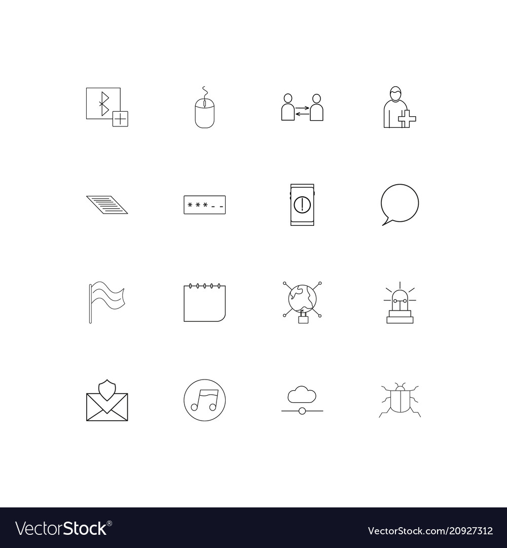 Internet technologies linear thin icons set