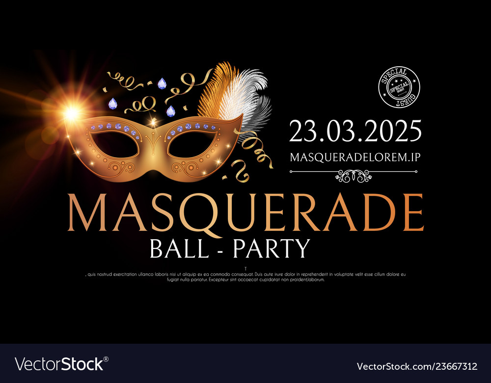 Masquerafe flyer template with gold carnival mask Vector Image