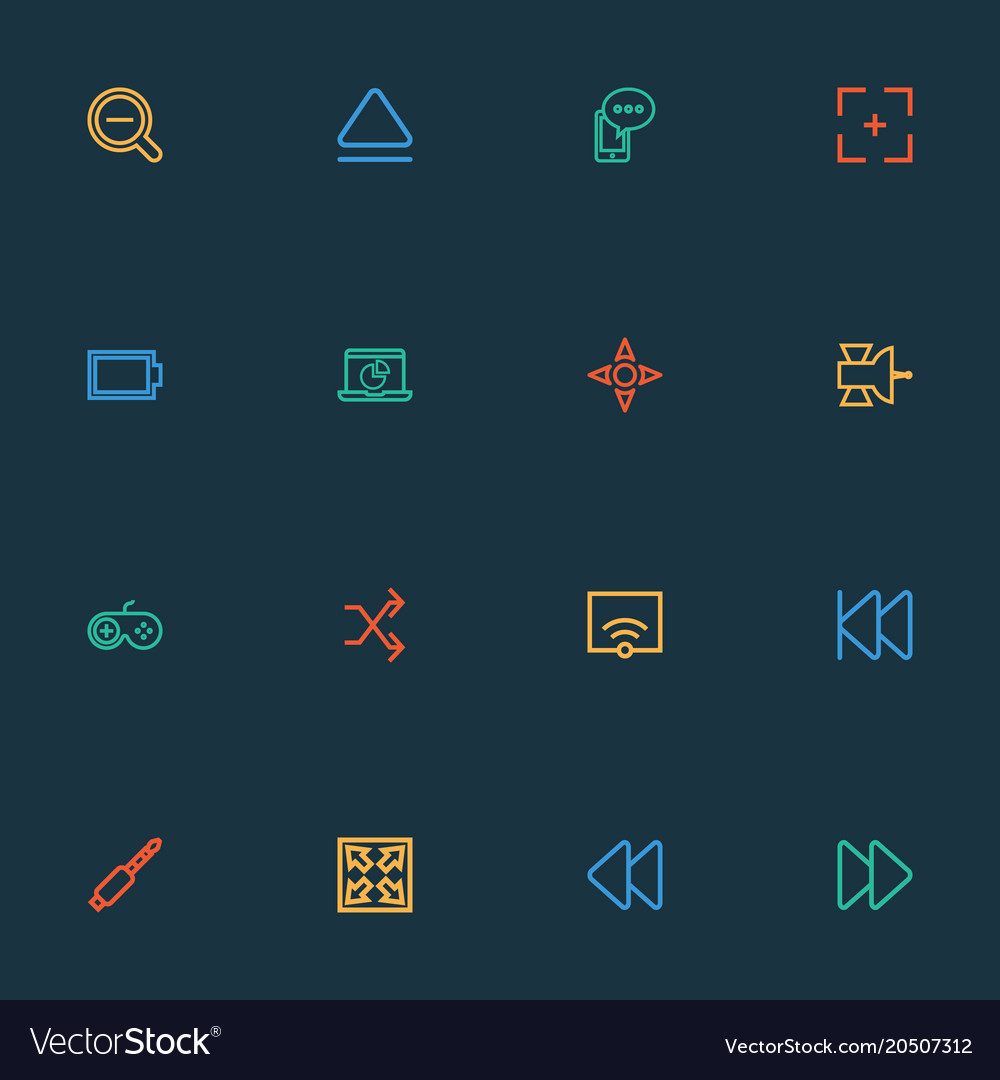 Music icons line style set with controller zoom