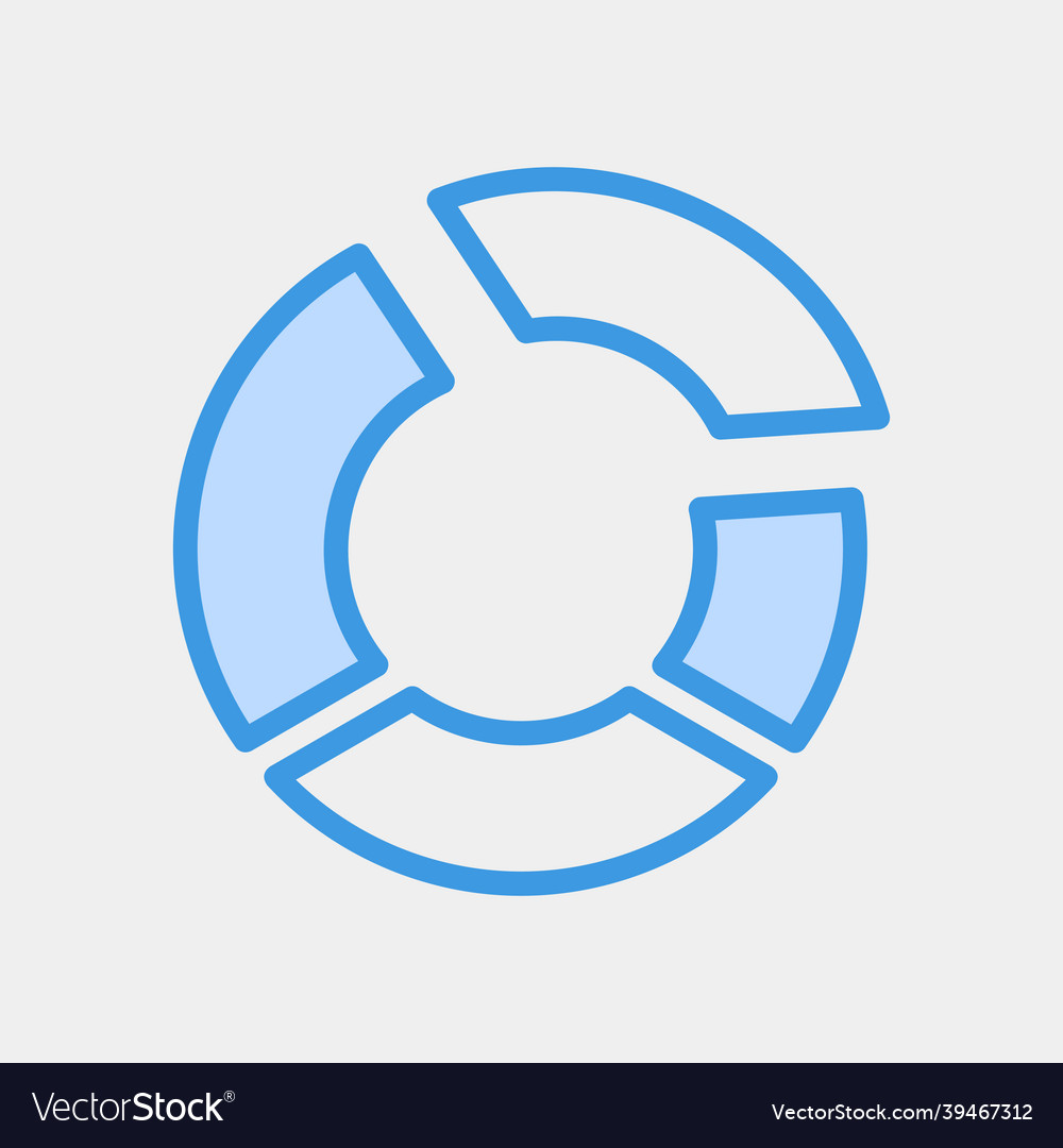 Pie chart icon in blue style for any projects vector image Pie chart icon in blue style for any projects