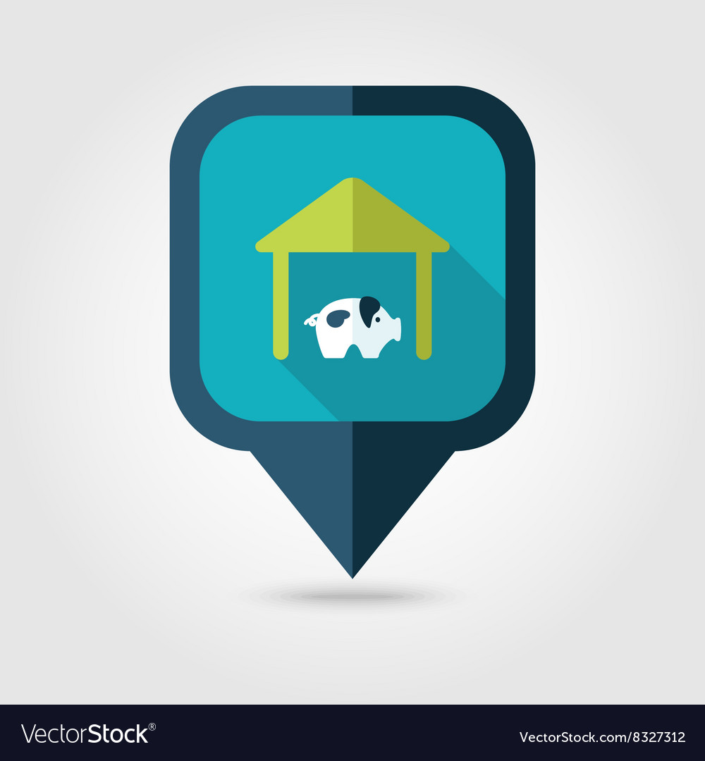 Pigsty flat pin map icon pointer