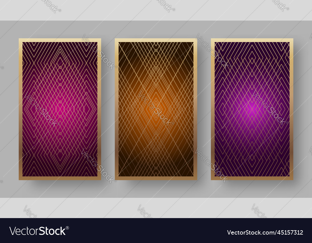 Playing cards back set with geometric pattern vector image Playing cards back set with geometric pattern