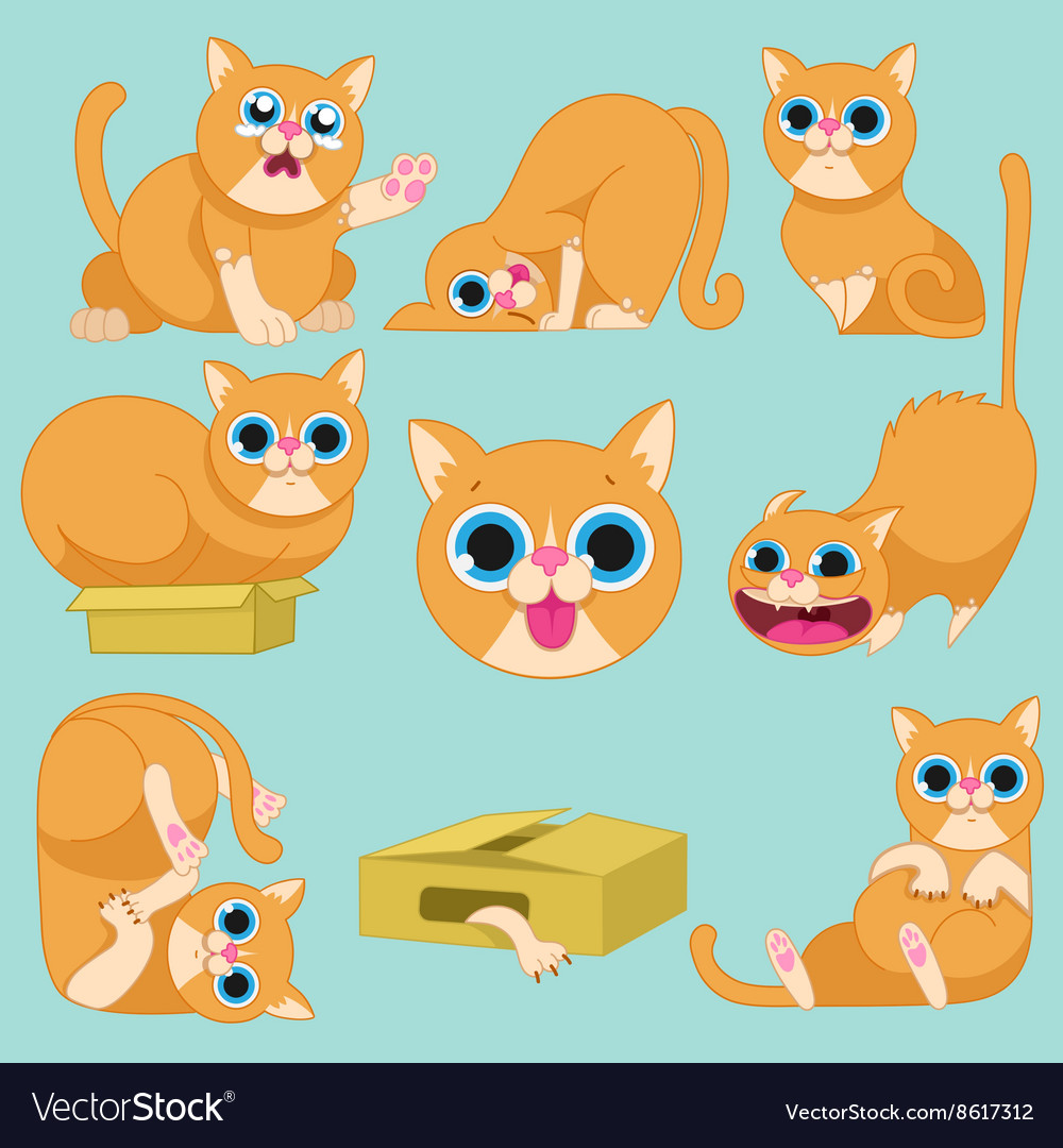 Red Cat In Different Emotions Royalty Free Vector Image