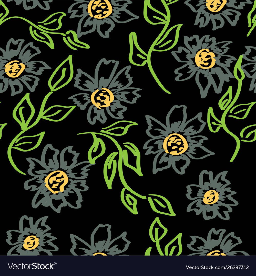 Seamless pattern with colorful abstract flowers