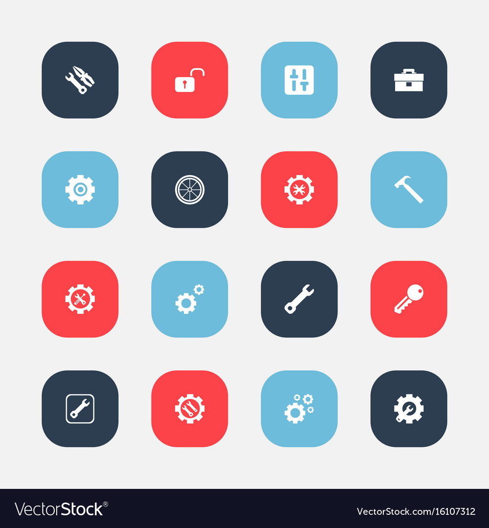 Set of 16 editable toolkit icons includes symbols