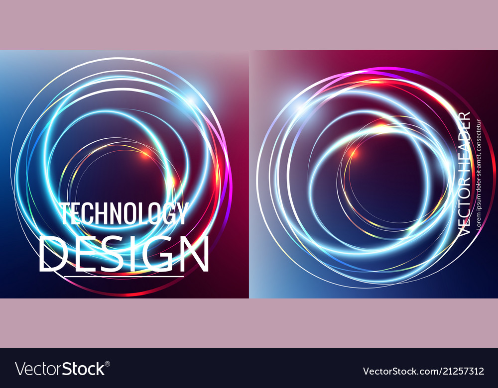 Set of abstract technology web banner