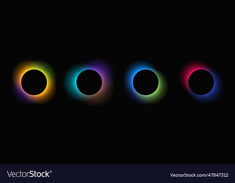 Set of circle illuminate light frames with color