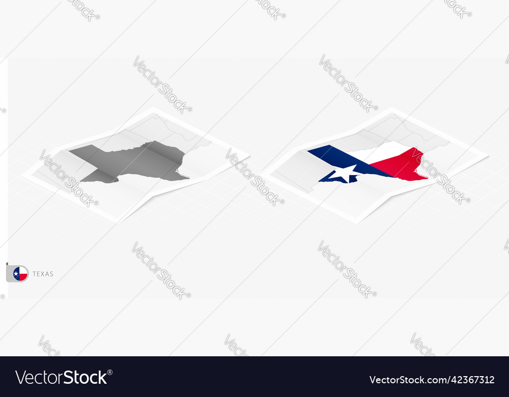 Set of two realistic map texas with shadow