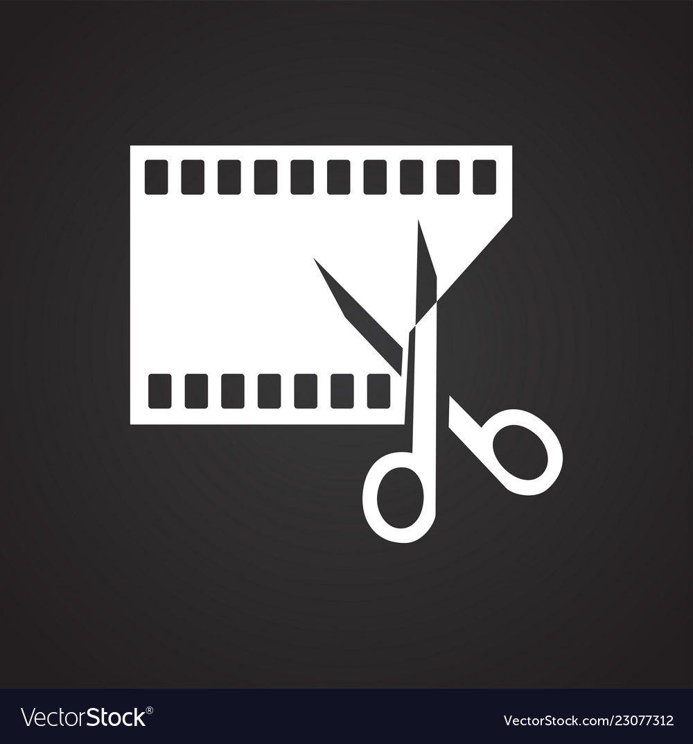 Video edit icon on black background for graphic Vector Image