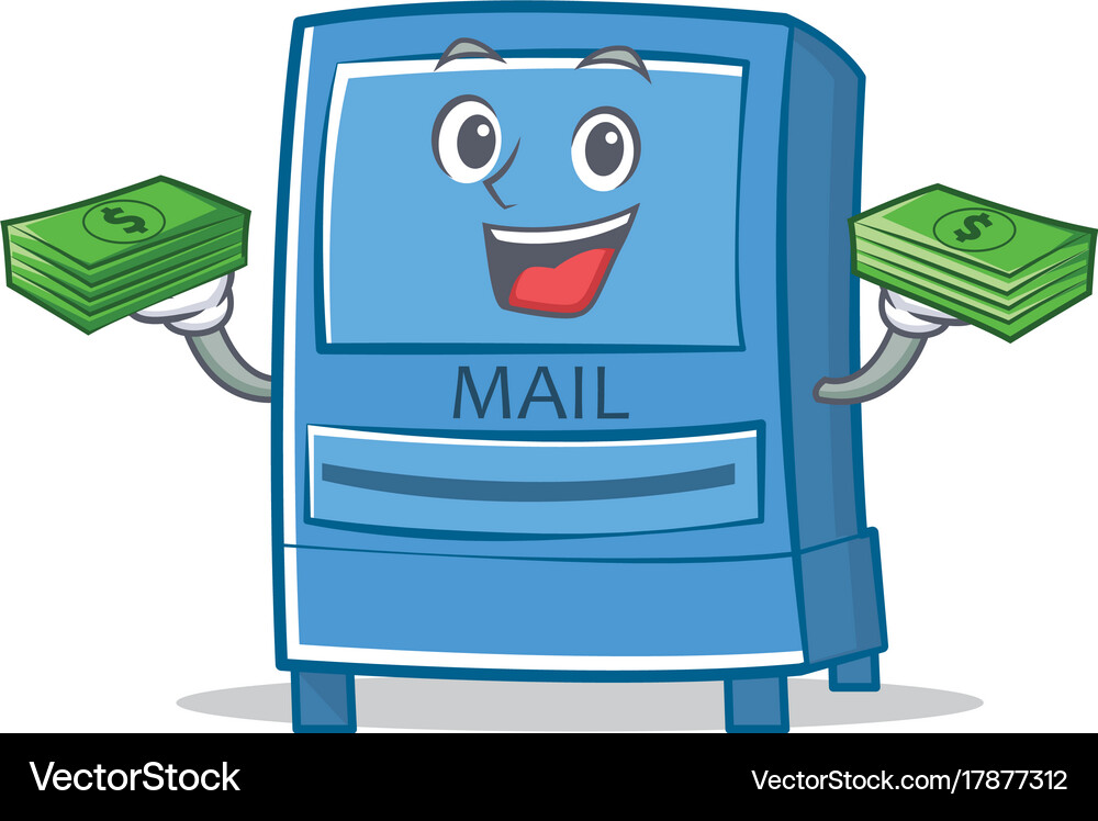 With money mailbox character cartoon style Vector Image