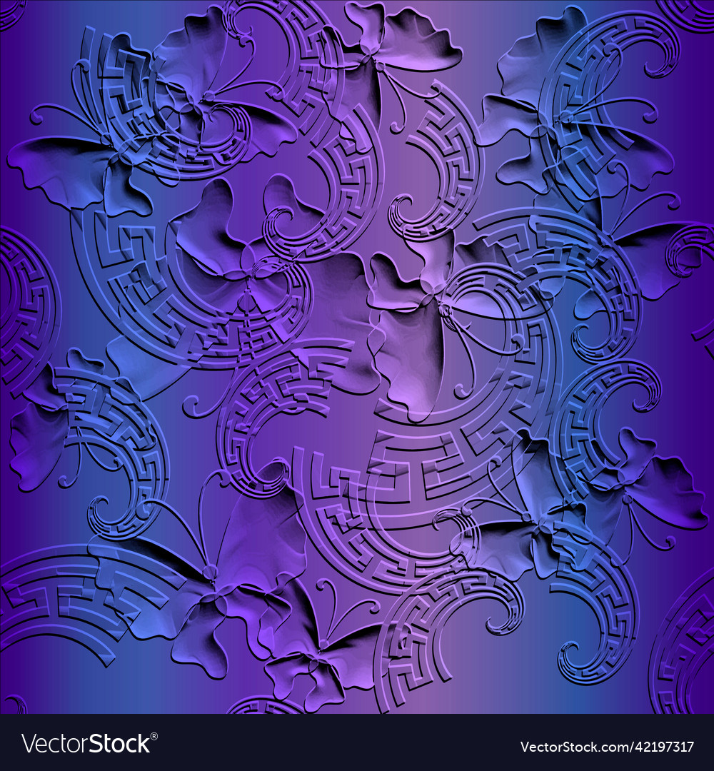 3d butterflies textured seamless pattern embossed vector image 3d butterflies textured seamless pattern embossed