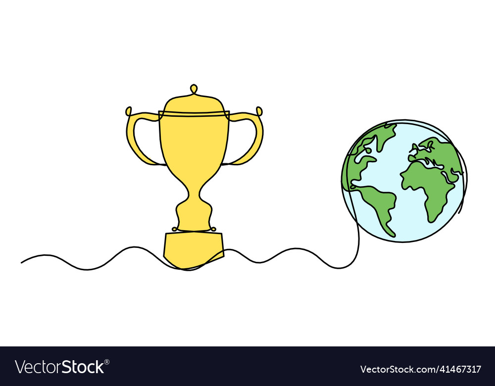 Abstract color cup globe as continuous lines
