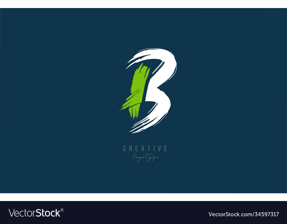 B alphabet letter logo icon in white green blue