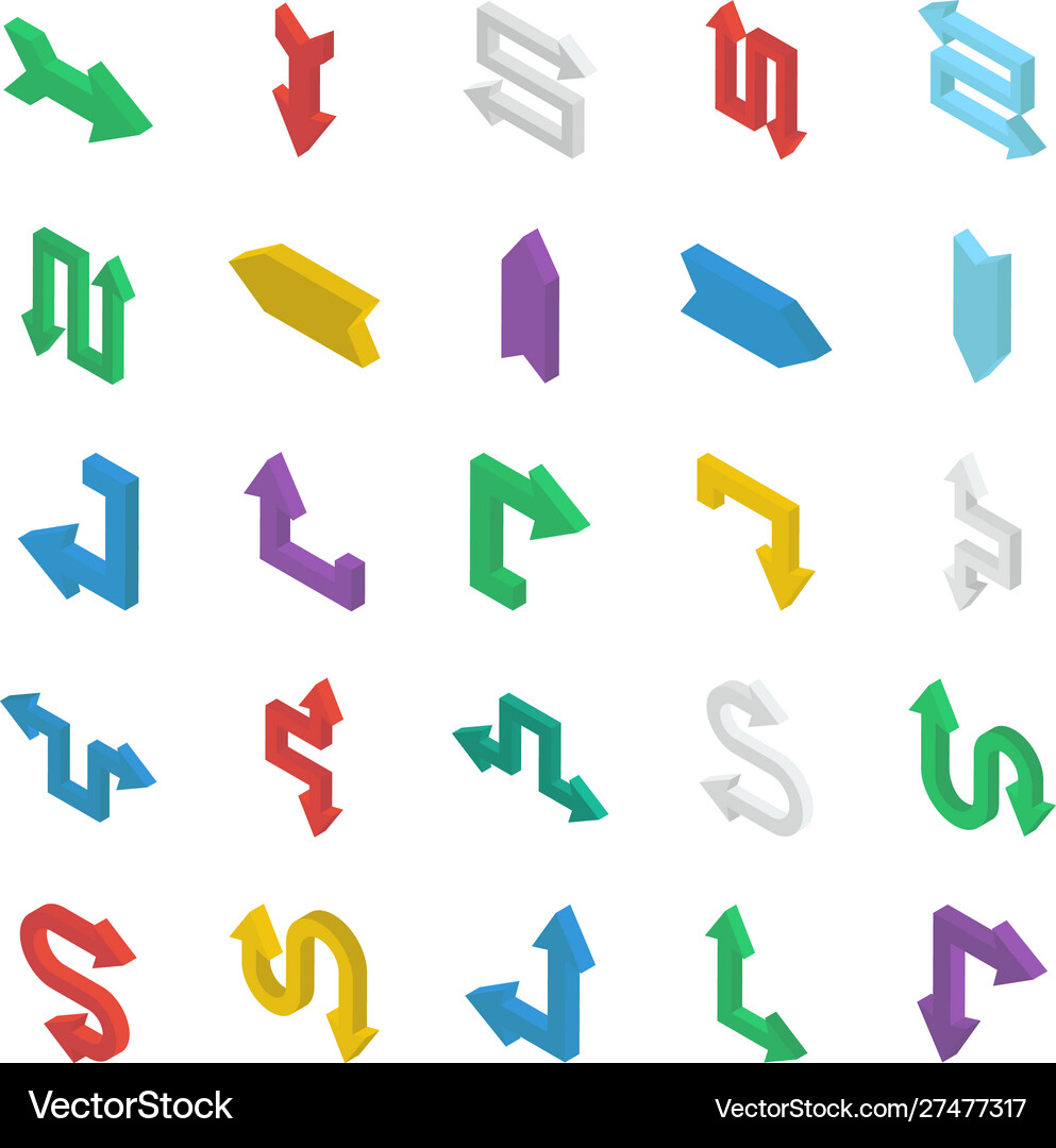 Bundle arrows isometric Royalty Free Vector Image