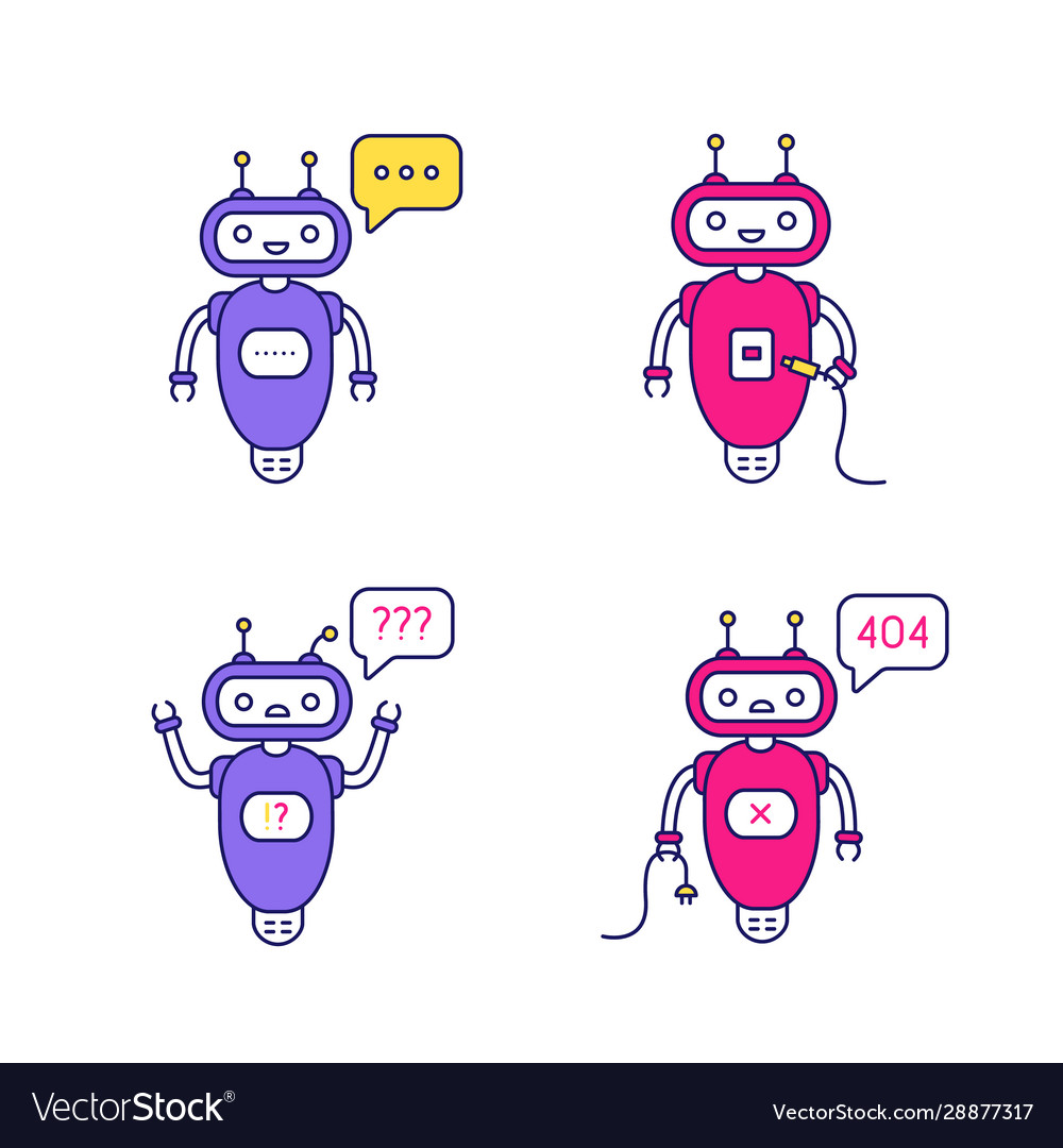 Chatbots color icons set vector image Chatbots color icons set