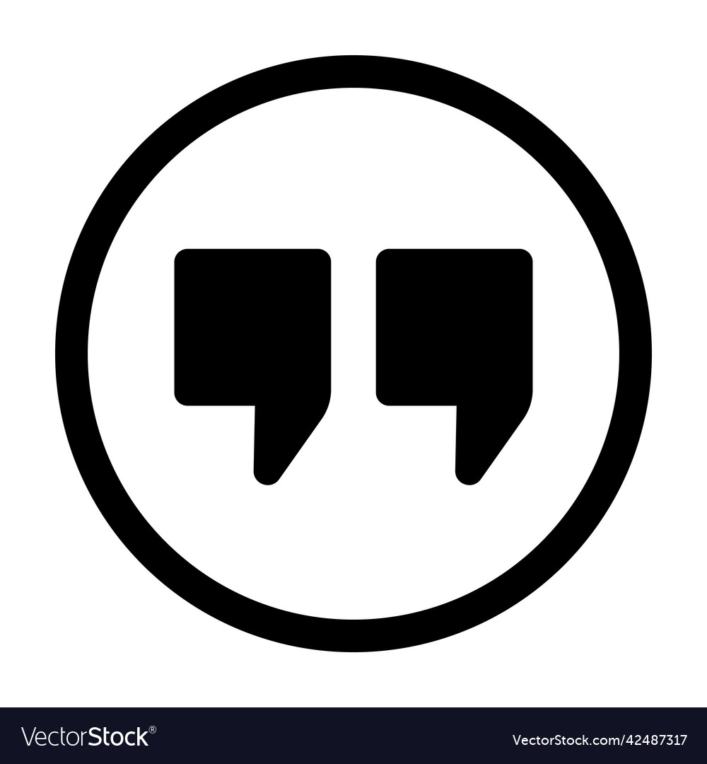 Double quotation icon in a round circle vector image Double quotation icon in a round circle